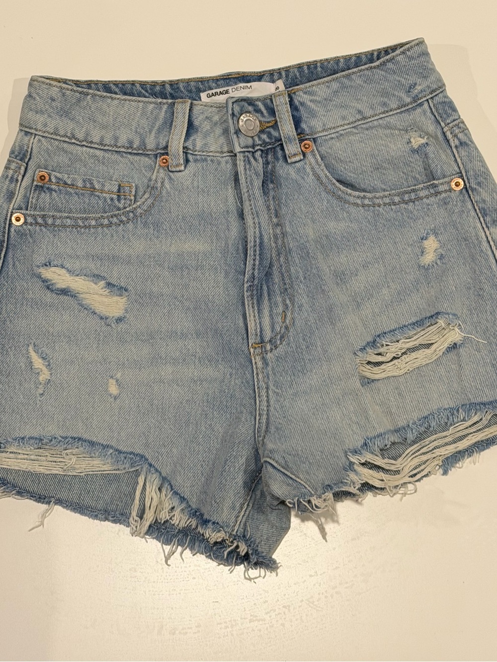 Garage Light Blue Distressed Denim Cutoff Shorts